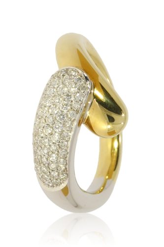 Sárga-Fehér arany gyémánt köves gyűrű 58678