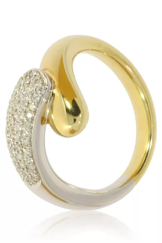 Sárga-Fehér arany gyémánt köves gyűrű 58678