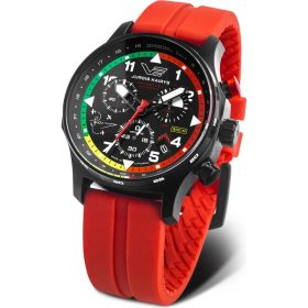 Vostok Europe Jurgis Kairys kronográf – fekete PVD tok, piros szilikon szíj