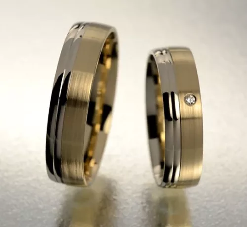 5 mm-es Sárga-Fehér arany Karikagyűrű pár VD03SF