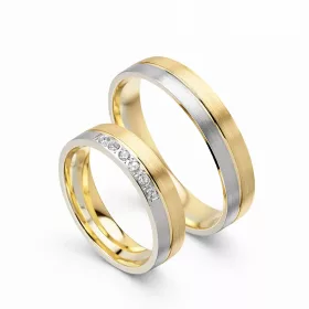 5 mm Sárga-Fehér arany Karikagyűrű pár VD13SF