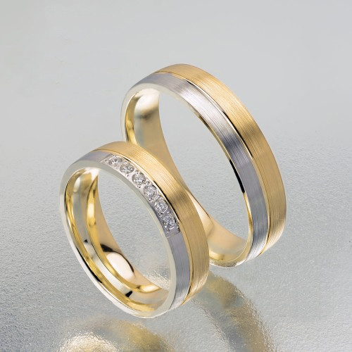 5 mm Sárga-Fehér arany Karikagyűrű pár VD13SF