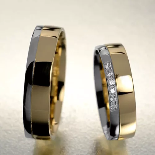 5 mm Sárga-Fehér arany Karikagyűrű pár VD17SF