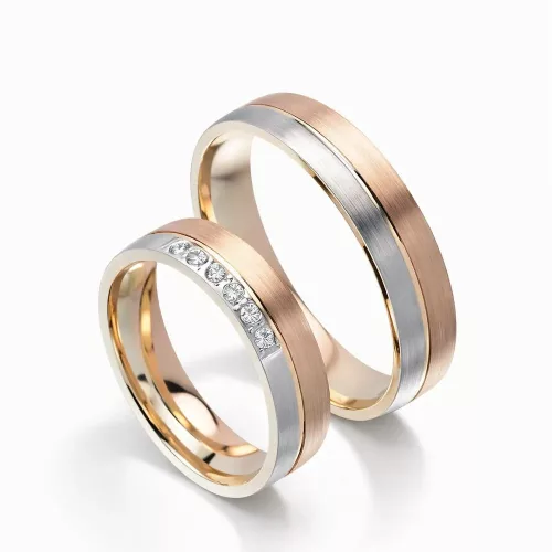 5 mm Vörös-Fehér arany Karikagyűrű pár VD13VF