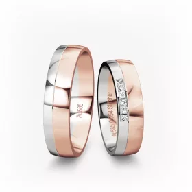 5 mm Vörös-Fehér arany Karikagyűrű pár VD17VF