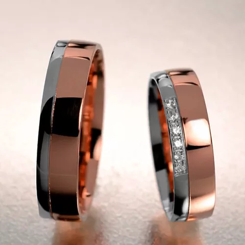 5 mm Vörös-Fehér arany Karikagyűrű pár VD17VF