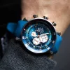 Vostok Europe Lunokhod-2 YM86-620A636 férfi karóra – kék számlap, barna bőr és kék kaucsuk szíj