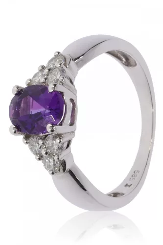 Fehér arany gyémánt és ametiszt köves gyűrű 62278