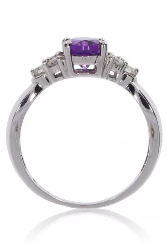 Fehér arany gyémánt és ametiszt köves gyűrű 62278