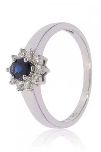 Fehér arany gyémánt és zafír köves gyűrű 66386