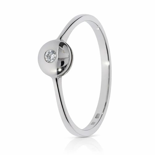 Fehér arany gyémánt gyűrű button foglalattal elegáns dizájn