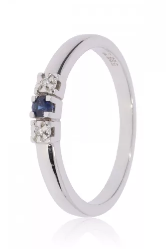 Fehér arany gyémánt és zafír köves gyűrű 69945