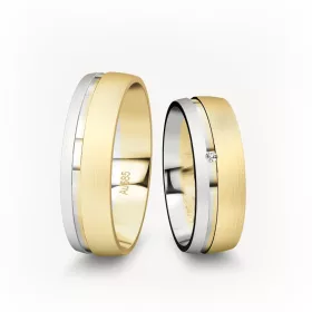 6 mm-es Sárga-Fehér arany Karikagyűrű pár VD01SF