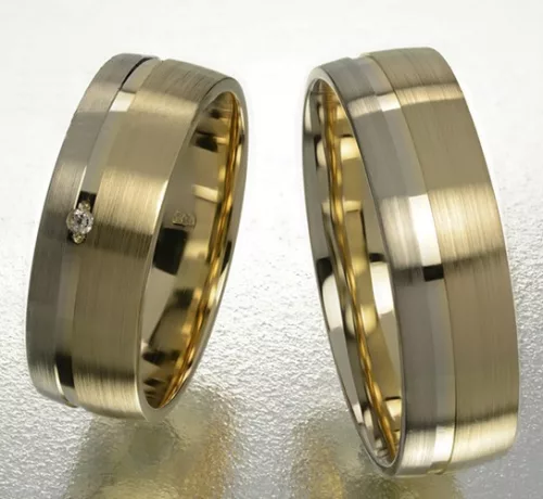 6 mm-es Sárga-Fehér arany Karikagyűrű pár VD01SF