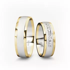 6 mm Fehér-Sárga arany Karikagyűrű pár VD08FS