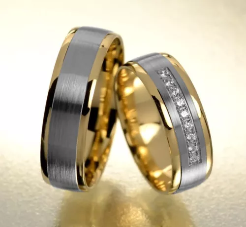 6 mm Fehér-Sárga arany Karikagyűrű pár VD08FS