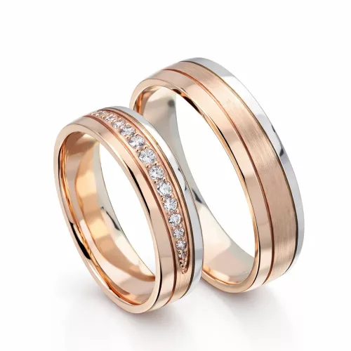 6 mm Fehér-Vörös arany Karikagyűrű pár VD19FV