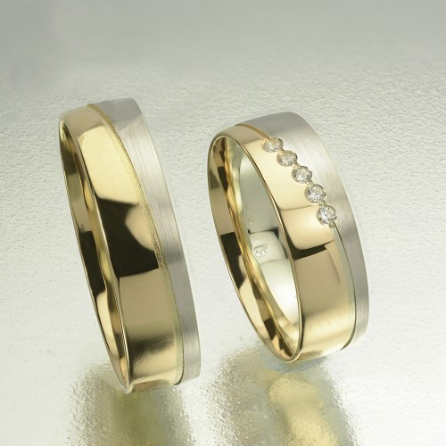 6 mm Sárga-Fehér arany Karikagyűrű pár VD05SF