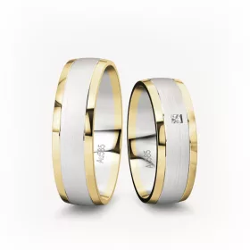 6 mm Sárga-Fehér arany Karikagyűrű pár VD06SF