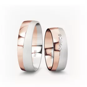 6 mm Vörös-Fehér arany Karikagyűrű pár VD05VF