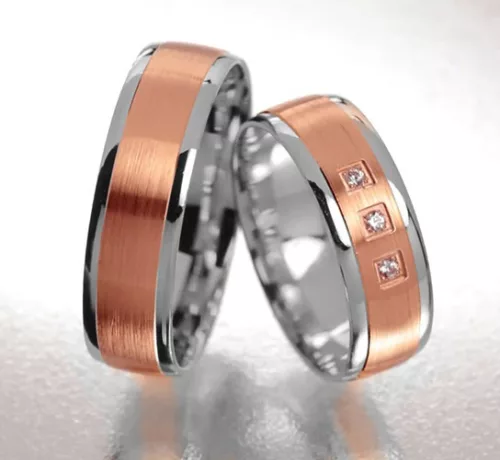 6 mm Vörös-Fehér arany Karikagyűrű pár VD08VF