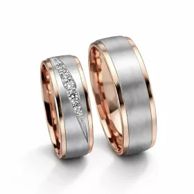 6 mm Vörös-Fehér arany Karikagyűrű pár VD29VF