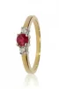Sárga-Fehér arany gyémánt és rubin köves gyűrű 72745