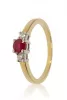 Sárga-Fehér arany gyémánt és rubin köves gyűrű 72745