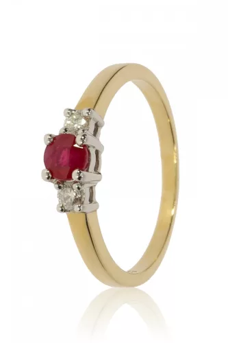 Sárga-Fehér arany gyémánt és rubin köves gyűrű 72745