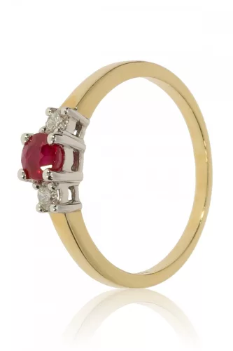 Sárga-Fehér arany gyémánt és rubin köves gyűrű 72745