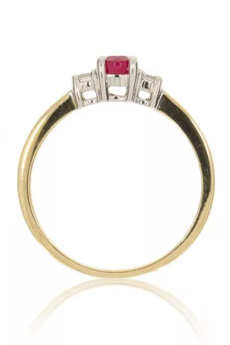 Sárga-Fehér arany gyémánt és rubin köves gyűrű 72745