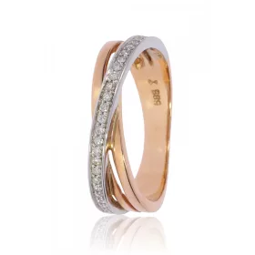 Fehér-Vörös arany gyémánt köves gyűrű 72748