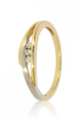 Sárga-Fehér arany gyémánt köves gyűrű 72764