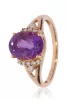 Vörös arany gyémánt és ametiszt köves gyűrű 73730