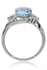Fehér arany gyémánt és kék topáz köves gyűrű 73734