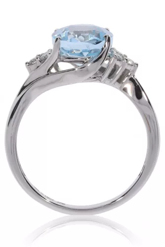 Fehér arany gyémánt és kék topáz köves gyűrű 73734