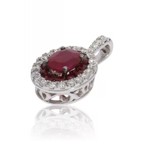 Fehér arany gyémánt és rubin köves medál 73740