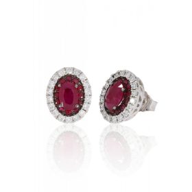   Fehér arany gyémánt és rubin köves stekkeres fülbevaló 73750