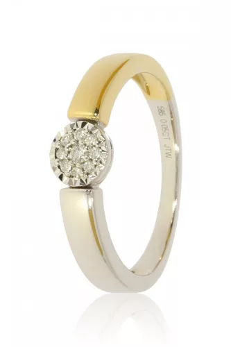 Sárga-Fehér arany gyémánt köves gyűrű 73763