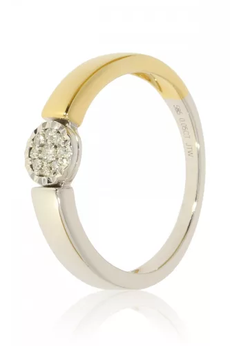 Sárga-Fehér arany gyémánt köves gyűrű 73763