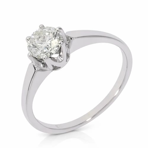 Fehér arany gyémánt gyűrű 0,48 ct kővel hatkarmos foglalatban - 74723