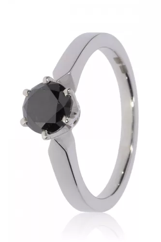 Fehér arany fekete gyémánt köves gyűrű 74796