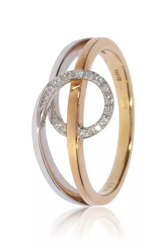 Vörös-Fehér arany gyémánt köves gyűrű 75602