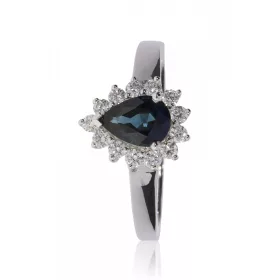 Fehér arany gyémánt és zafír köves gyűrű 76672