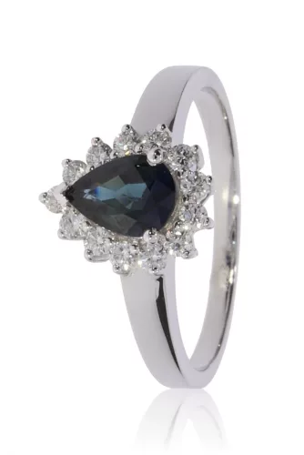 Fehér arany gyémánt és zafír köves gyűrű 76672