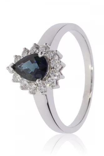Fehér arany gyémánt és zafír köves gyűrű 76672