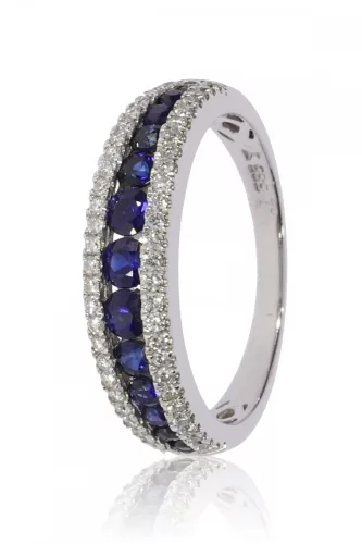 Fehér arany gyémánt és zafír köves gyűrű 76702