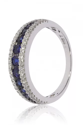 Fehér arany gyémánt és zafír köves gyűrű 76702