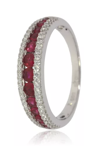Fehér arany rubin és gyémánt köves gyűrű 76797