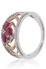 Vörös-Fehér arany gyémánt és rubin köves gyűrű 76956